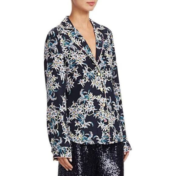 Cinq à Sept Juliet Silk Floral Print Pajama Style Shirt - Picture 1 of 8